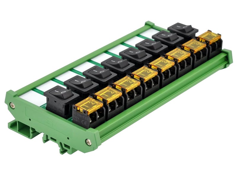 OONO DIN Rail Mount Rocker Switch Module, 10Amp 250VAC/50VDC (8 Channel) - Image 2